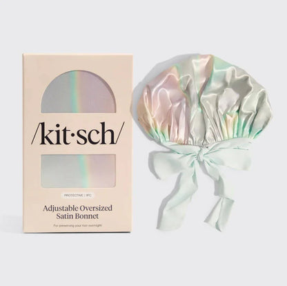 Kitsch Adjustable Oversized Satin Bonnet - Aura