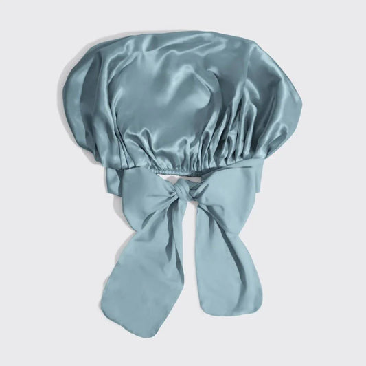 Kitsch Adjustable Oversized Satin Bonnet - Haze Blue