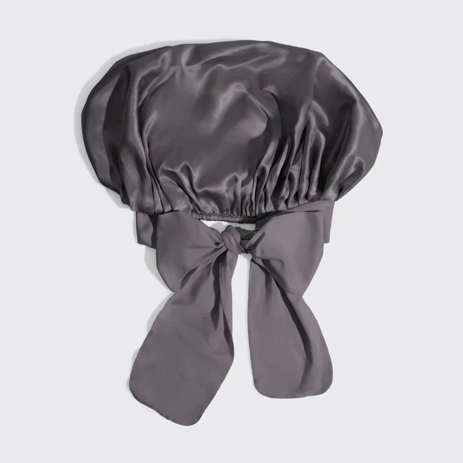 Kitsch Adjustable Oversized Satin Bonnet - Charcoal