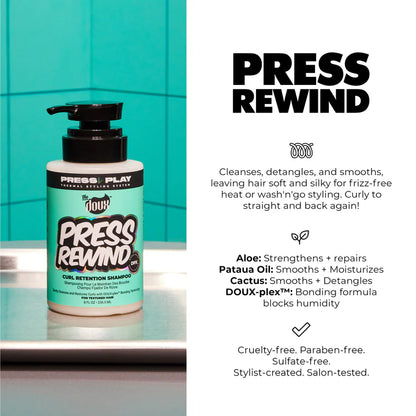 The Doux Press Rewind Curl Retention Shampoo for Cleansing and Restoring Curly Hair