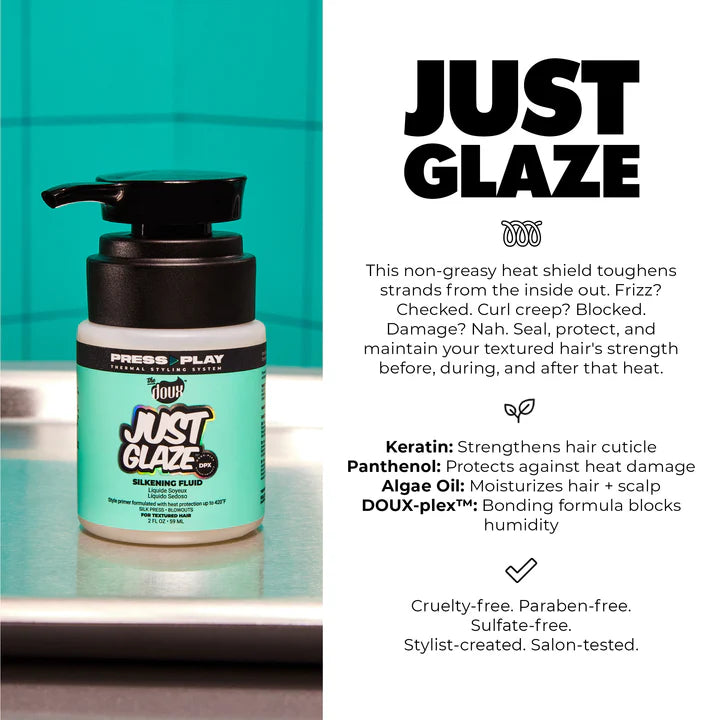 The Doux Just Glaze Silkening Fluid Blowout Primer to Fight Frizz and Block